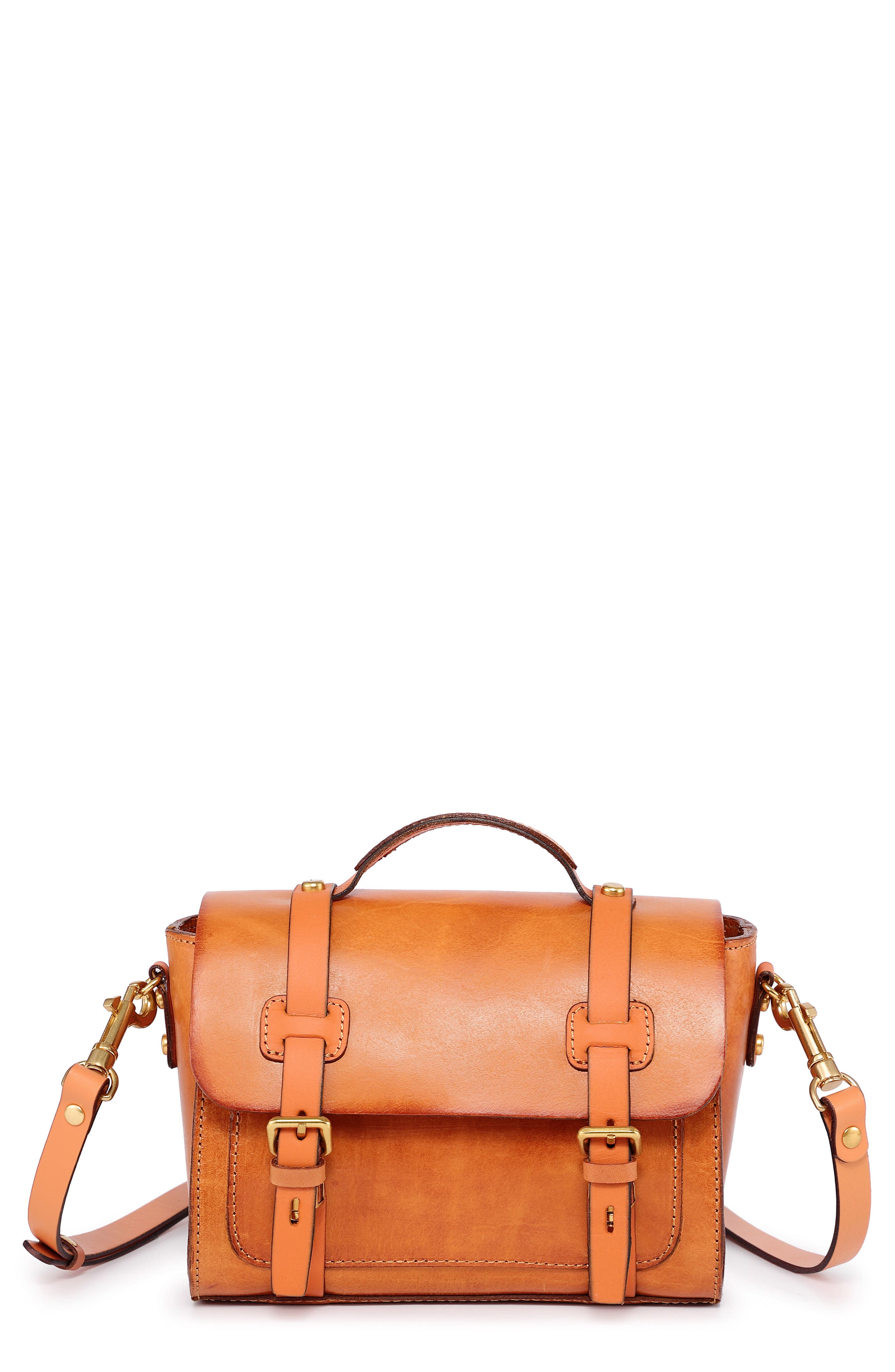 Ficus Leather Mini Satchel, Main, color, CARAMEL