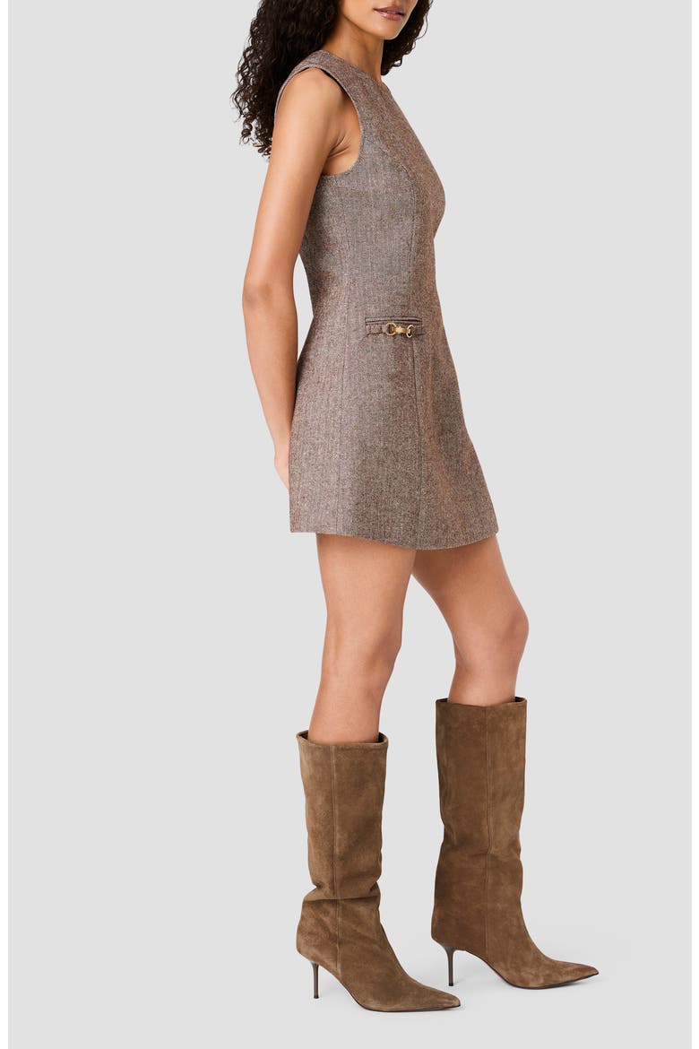Naya Herringbone Minidress, Alternate, color, CHESTNUT BROWN