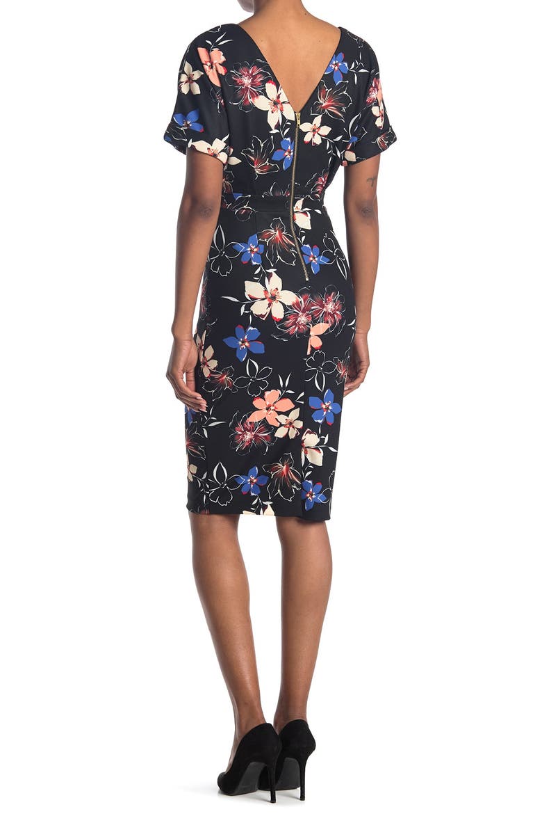 Dolman Sleeve Sheath Dress, Alternate, color, AZURE FLORAL