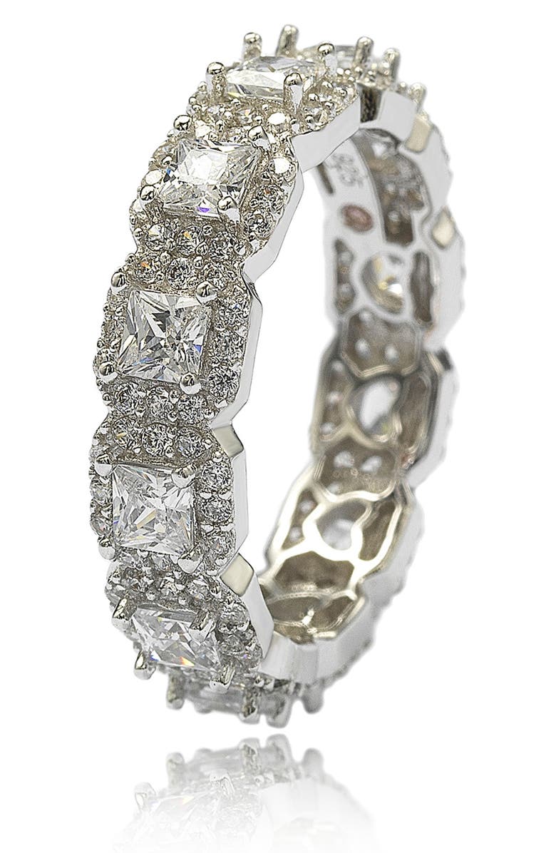 SUZY LEVIAN Sterling Silver Asscher Cut White CZ Band Ring, Alternate, color, White