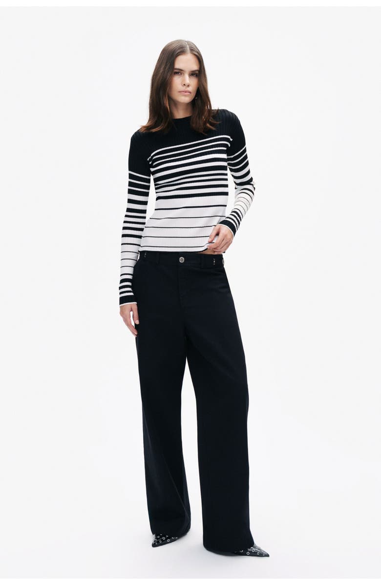 Nocturne Striped Crocheted Knitted Sweater, Alternate, color, 