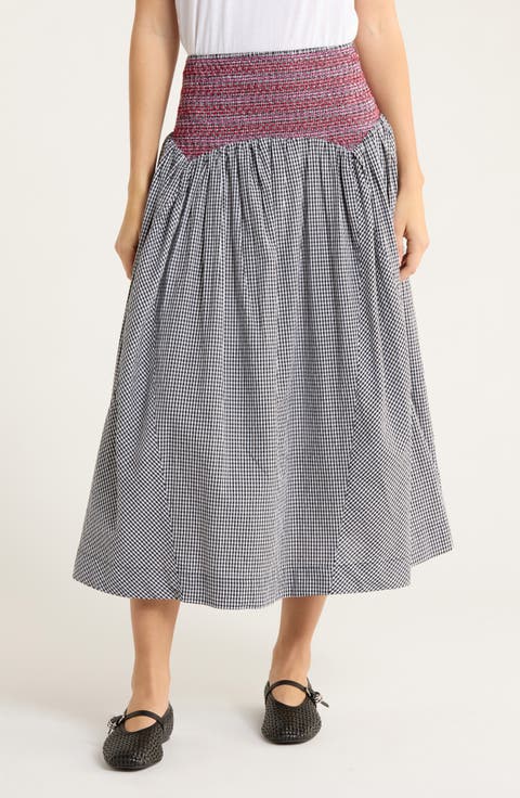 Layla Godet Organic Cotton Midi Skirt
