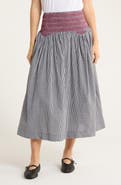 Damson Madder Layla Godet Organic Cotton Midi Skirt