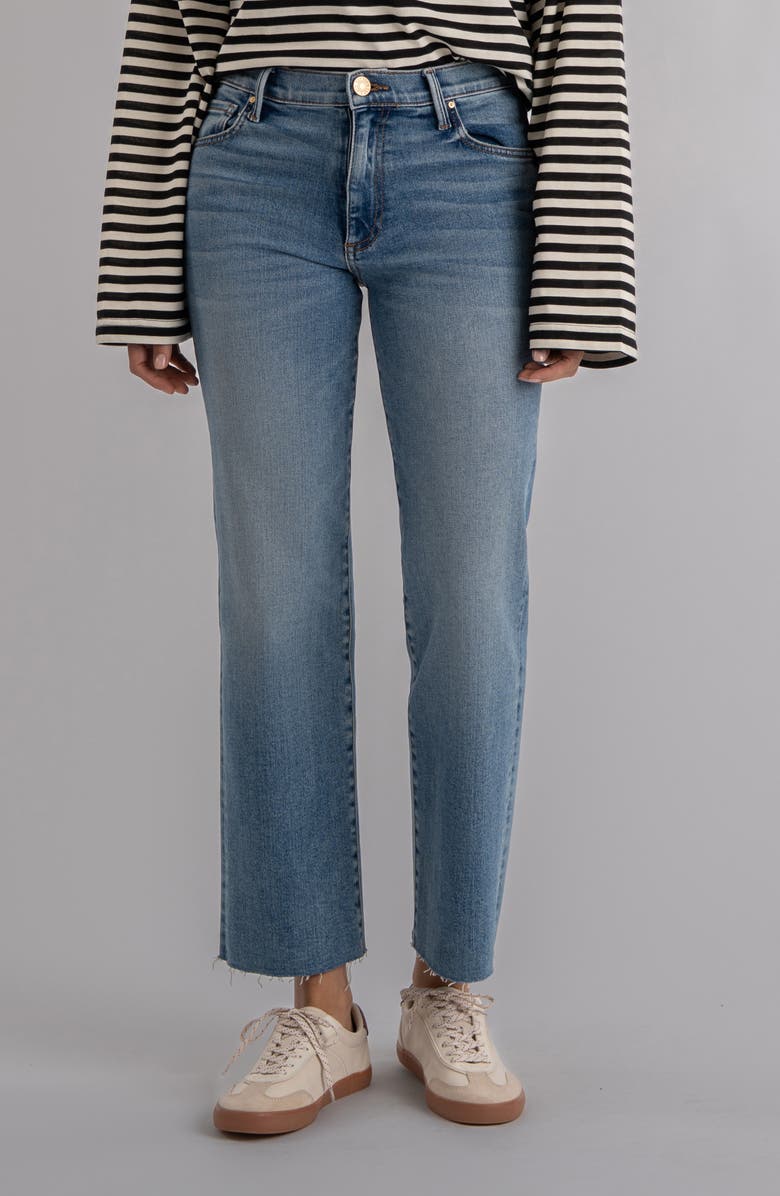 KUT from the Kloth Avery Fab Ab High Waist Raw Hem Ankle Straight Leg Jeans, Main, color, Building