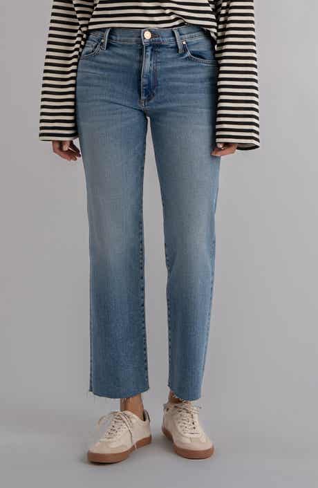Avery Fab Ab High Waist Raw Hem Ankle Straight Leg Jeans