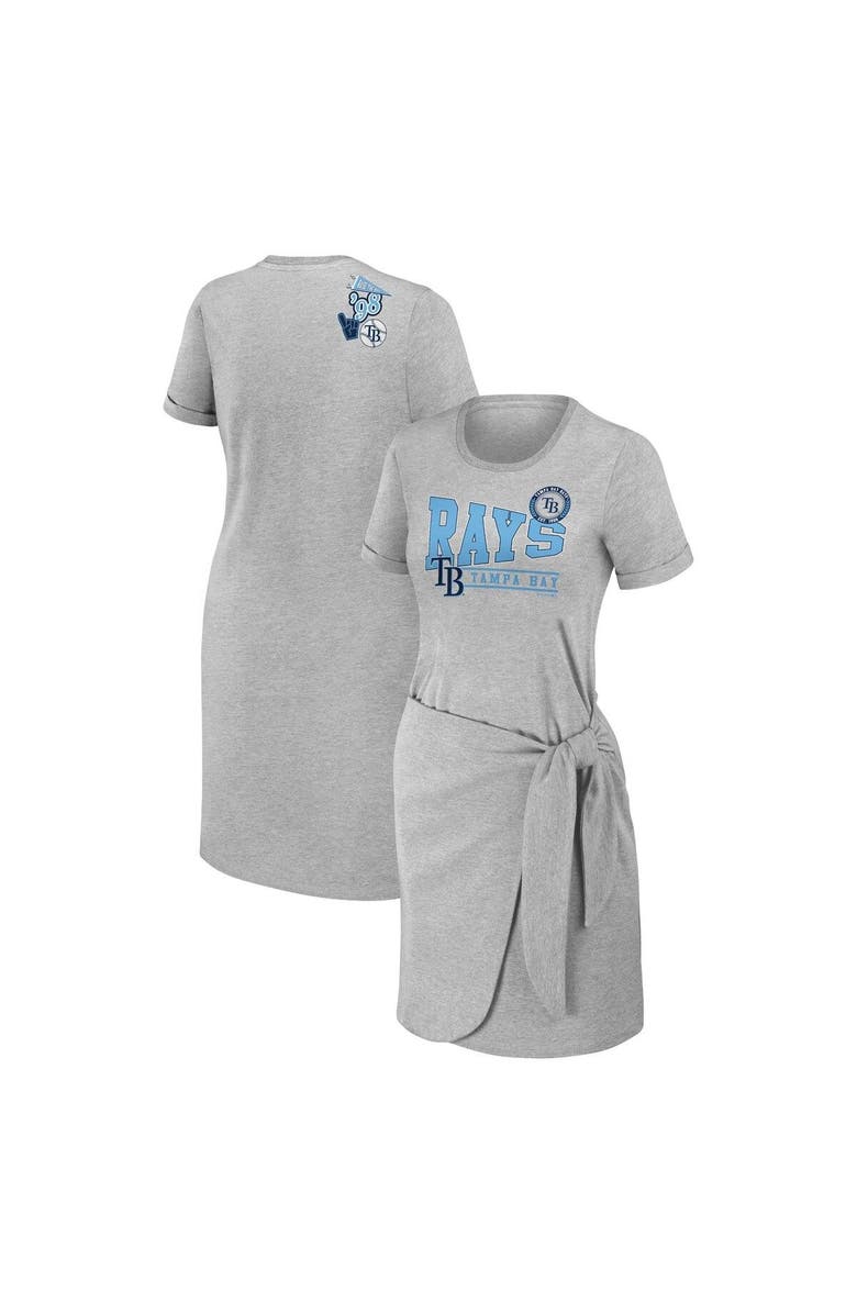 WEAR by Erin Andrews Women's WEAR by Erin Andrews Heather Gray Tampa Bay Rays Knotted T-Shirt Dress, Main, color, Heather Gray