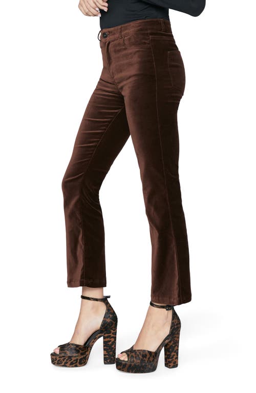 Paige Claudine Velvet Ankle Flare Pants In Brown