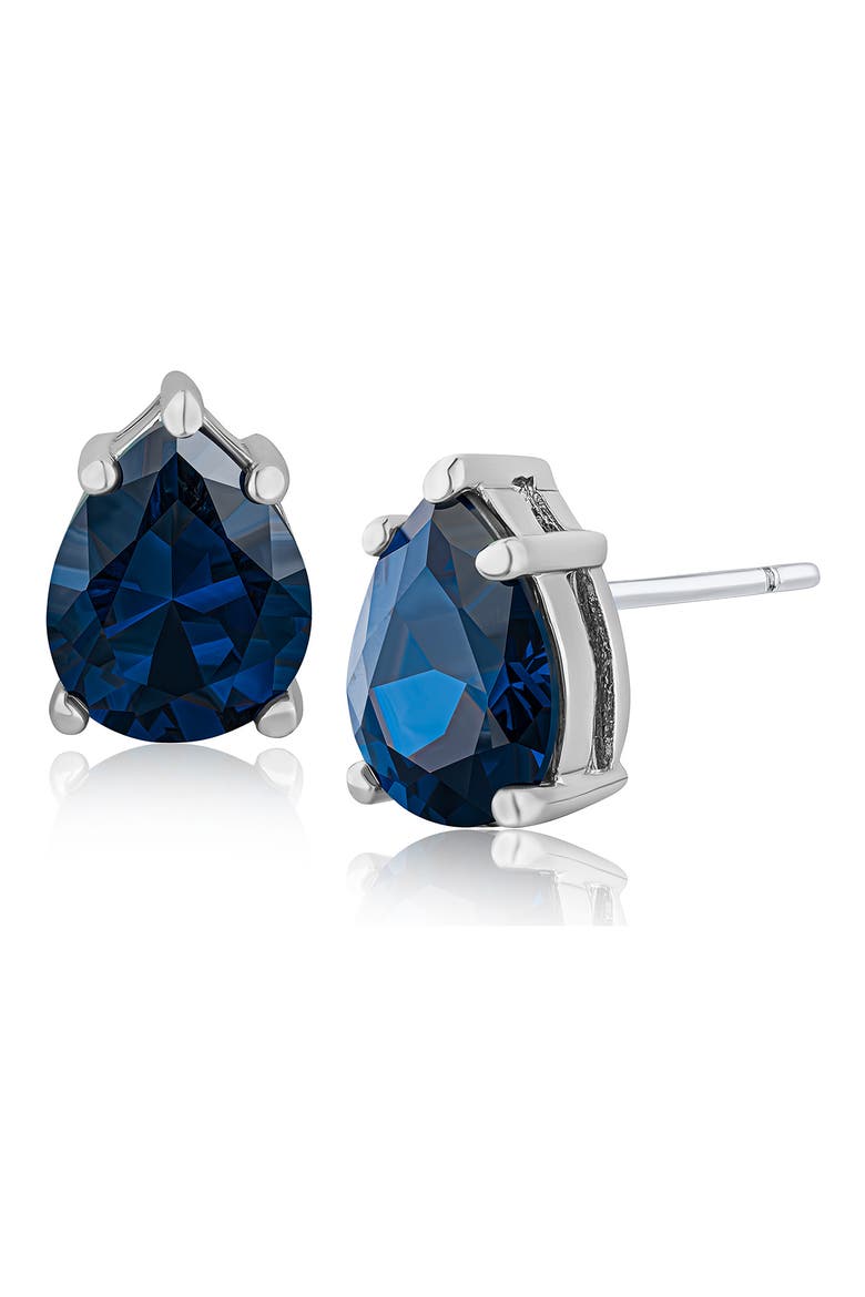 Pear Cut Cubic Zirconia Stud Earrings, Main, color, BLUE/ SILVER