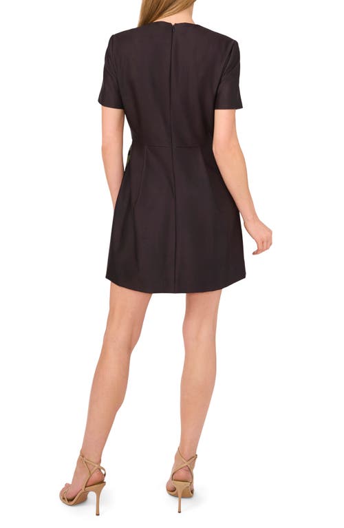 Ted Baker Placed Floral Short Sleeve Minidress In Black