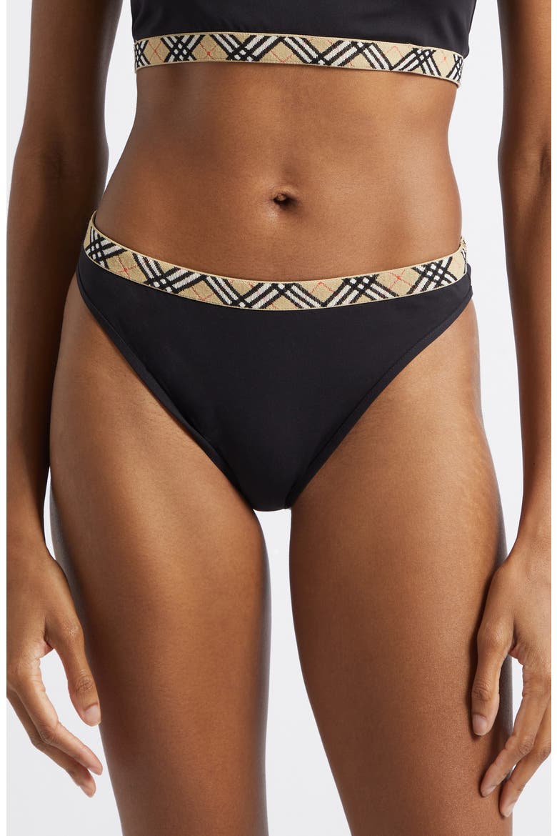 Check Trim Bikini Top, Main, color, BLACK