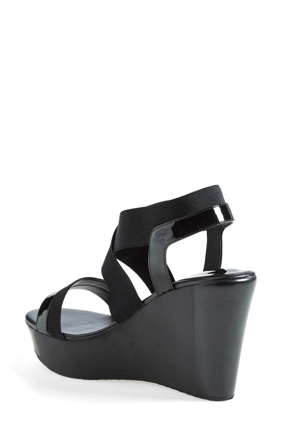 'Feature' Wedge Sandal, Alternate, color, BLACK