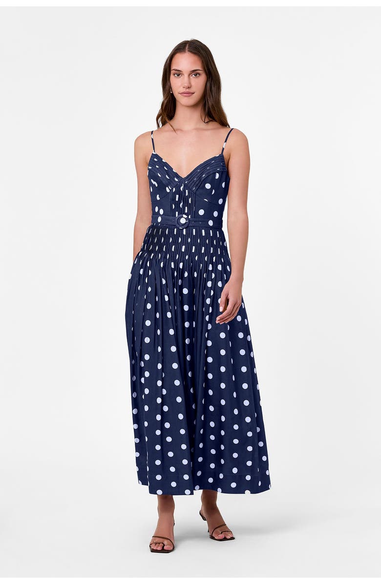 NICHOLAS Mireille Pintuck Dress, Main, color, Navy Polka Dot