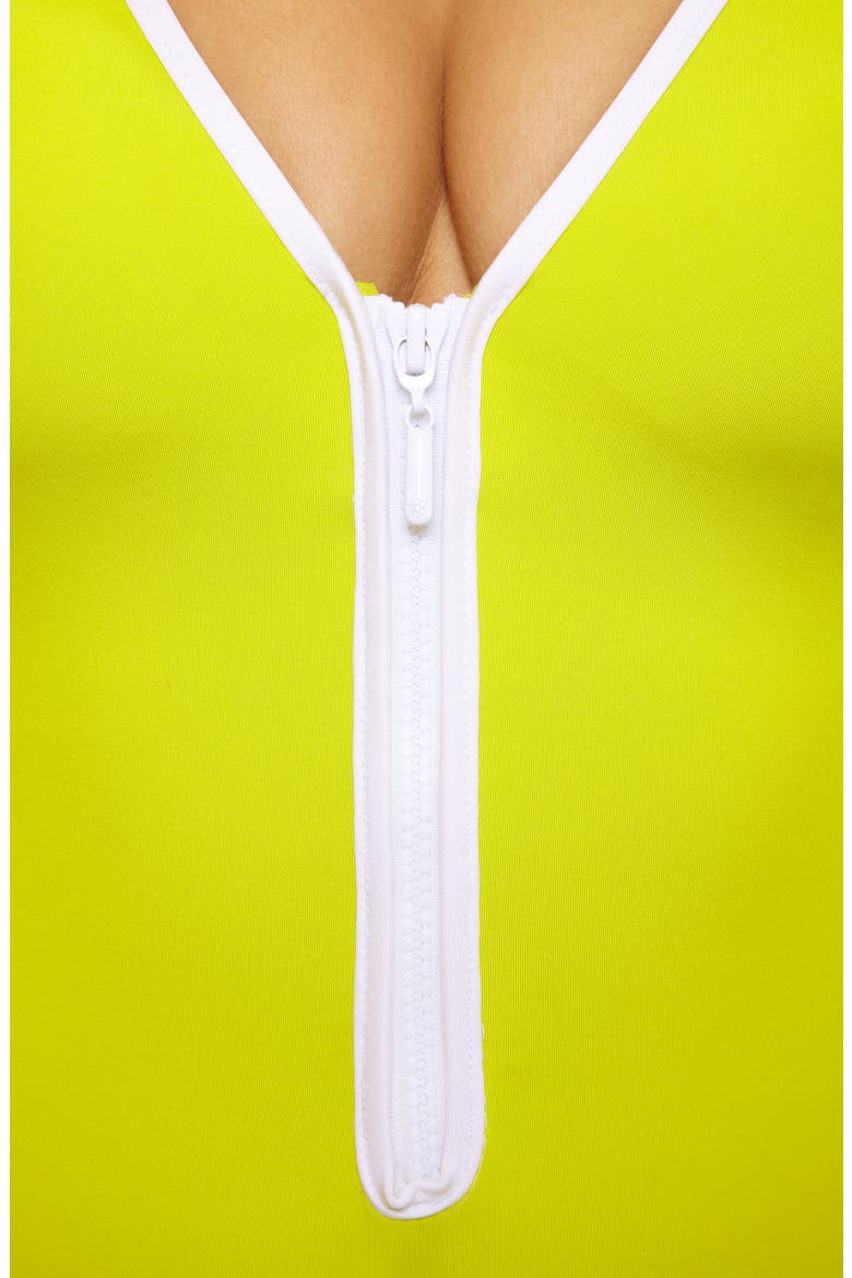 Triumph Front Zip One-Piece Swimsuit, Alternate, color, SUN GLOW