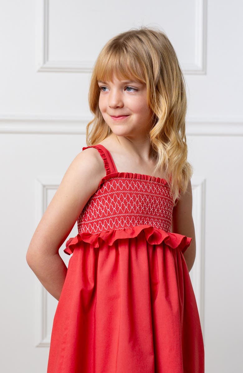 Hope & Henry Girls' Organic Smocked Sundress, Toddler, Alternate, color, Soft Red Solid