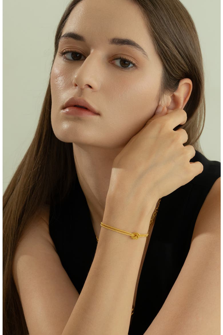 Sterling Silver 18k Gold Plated Noelle Knot Bracelet Minimalist, Alternate, color, Gold