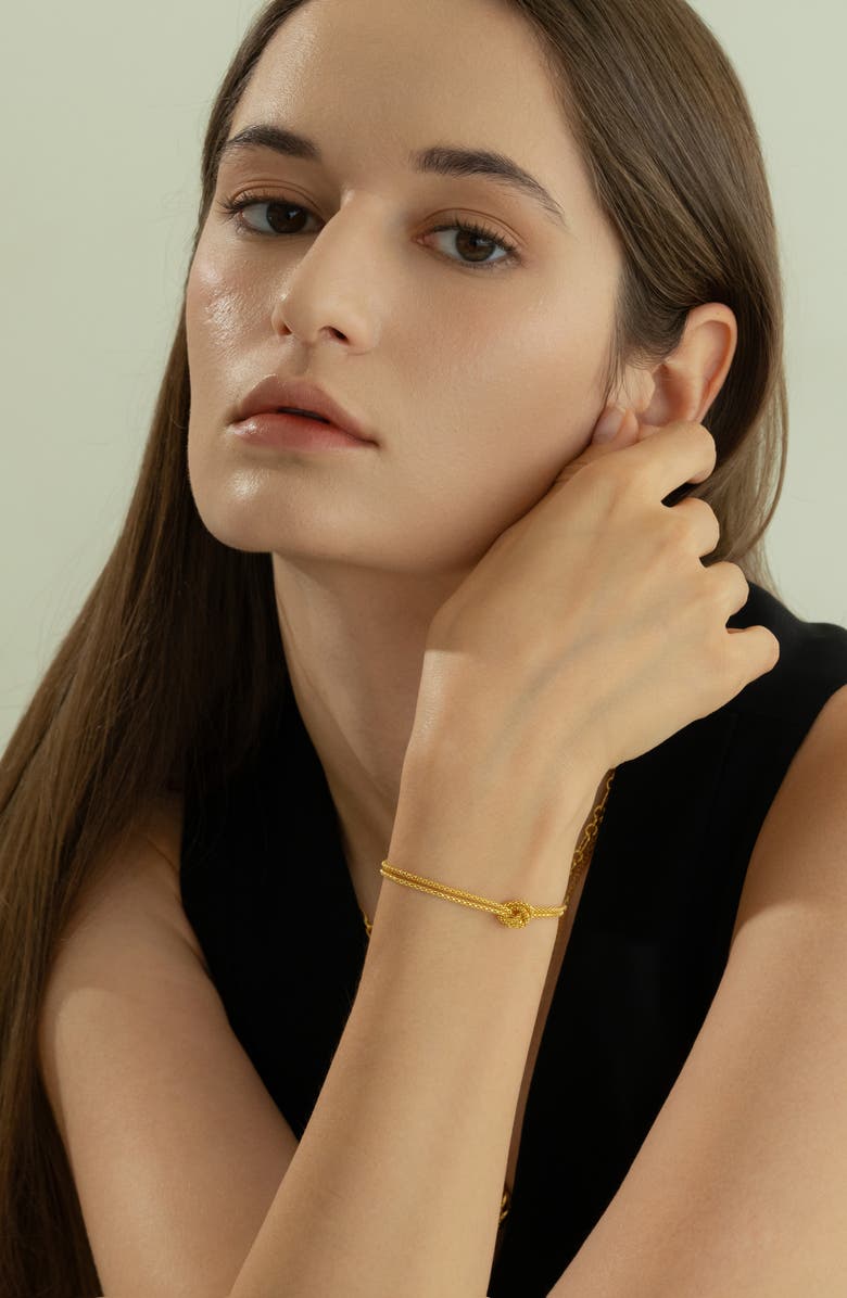 Bearfruit Jewelry Sterling Silver 18k Gold Plated Noelle Knot Bracelet Holiday Gift Idea, Alternate, color, Gold