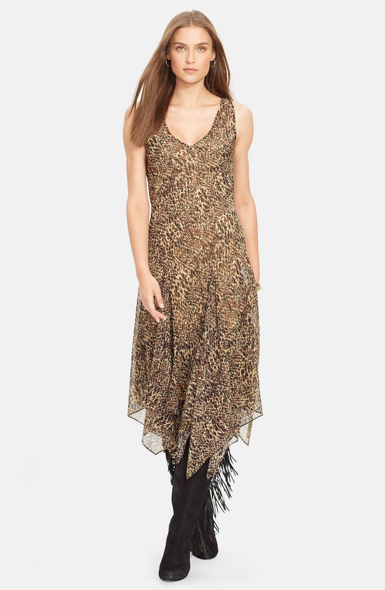 Lauren Ralph Lauren Print Georgette Handkerchief Hem Dress, Main, color,