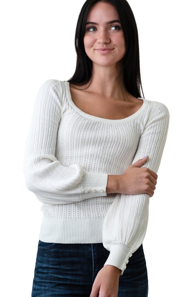 Hope & Henry Women's Scoop Neck Pointelle Sweater, Main, color,