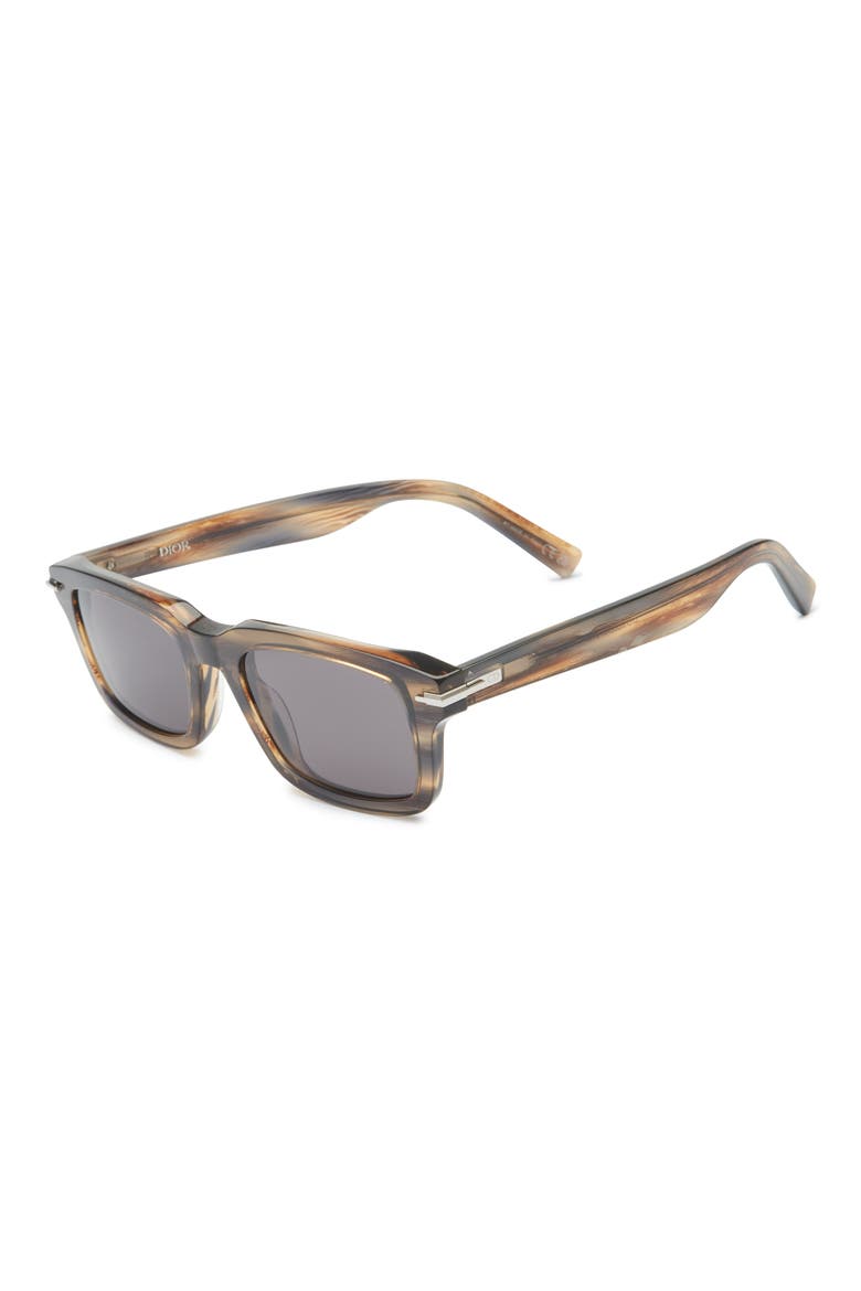 'DiorBlacksuit S16I 52mm Rectangular Sunglasses, Alternate, color, BROWN HORN / SMOKE