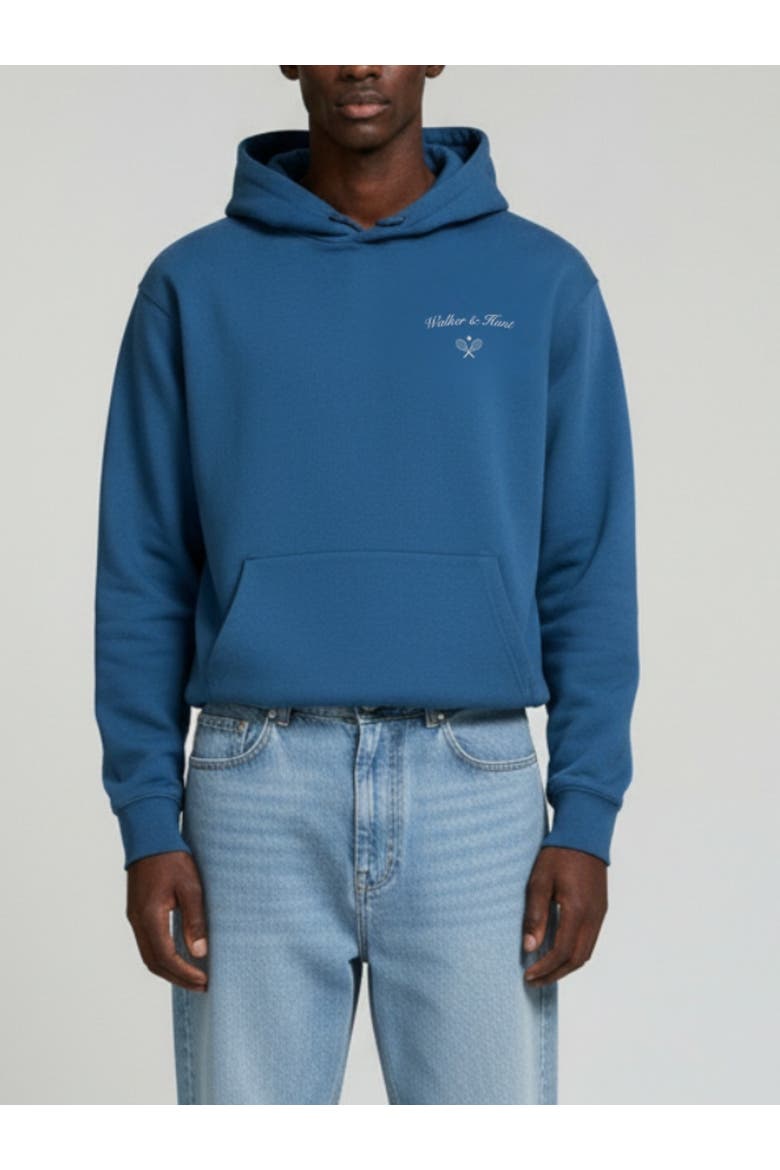 Relaxed St Tropez Tennis Print Hoodie, Main, color, Blue