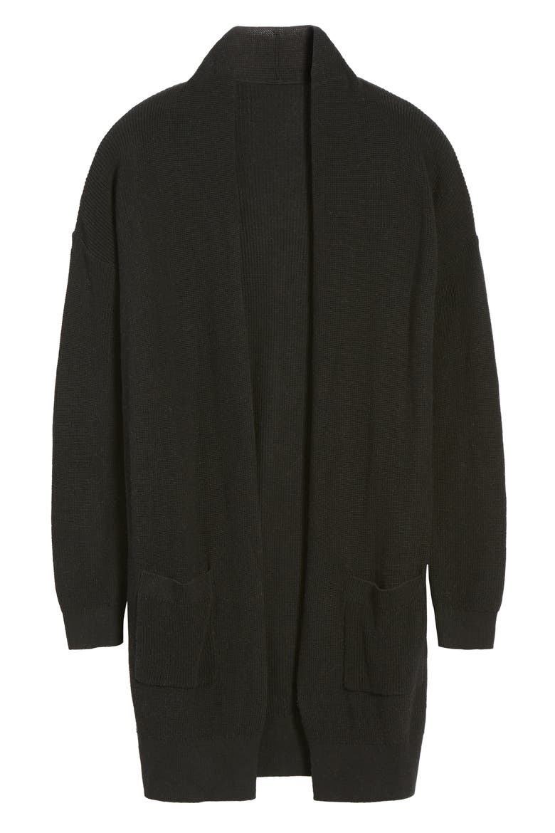 Lightweight Rib Stitch Cardigan, Alternate, color, BLACK