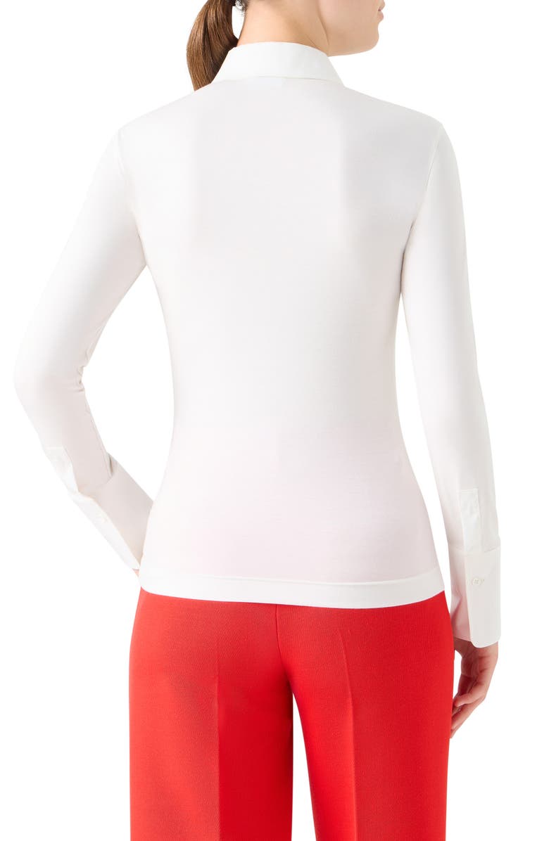 Akris punto Classic Fitted Button-Up Shirt, Alternate, color, Cream