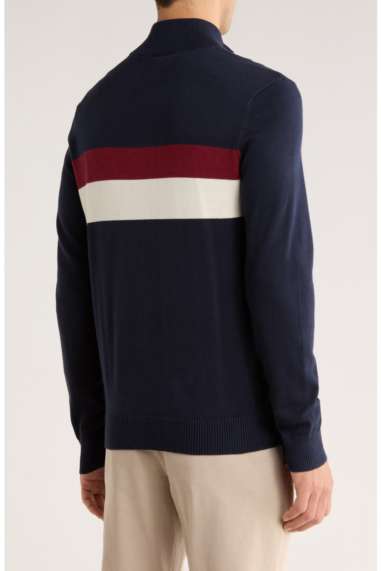 Stripe Half Zip Cotton Sweatshirt, Alternate, color, DARK SAPPHIRE