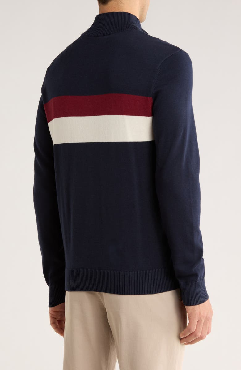 Original Penguin Stripe Half Zip Cotton Sweatshirt, Alternate, color, Dark Sapphire