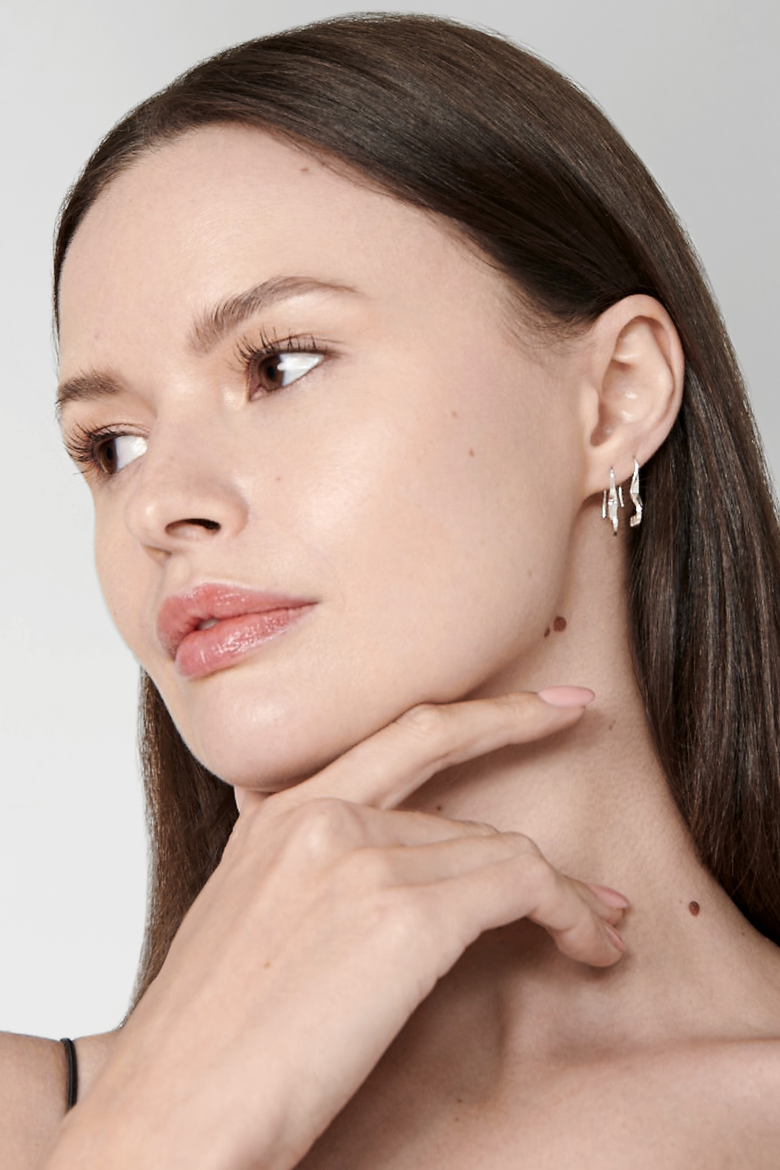 Sahab Mini Hoop Earrings, Alternate, color, Silver