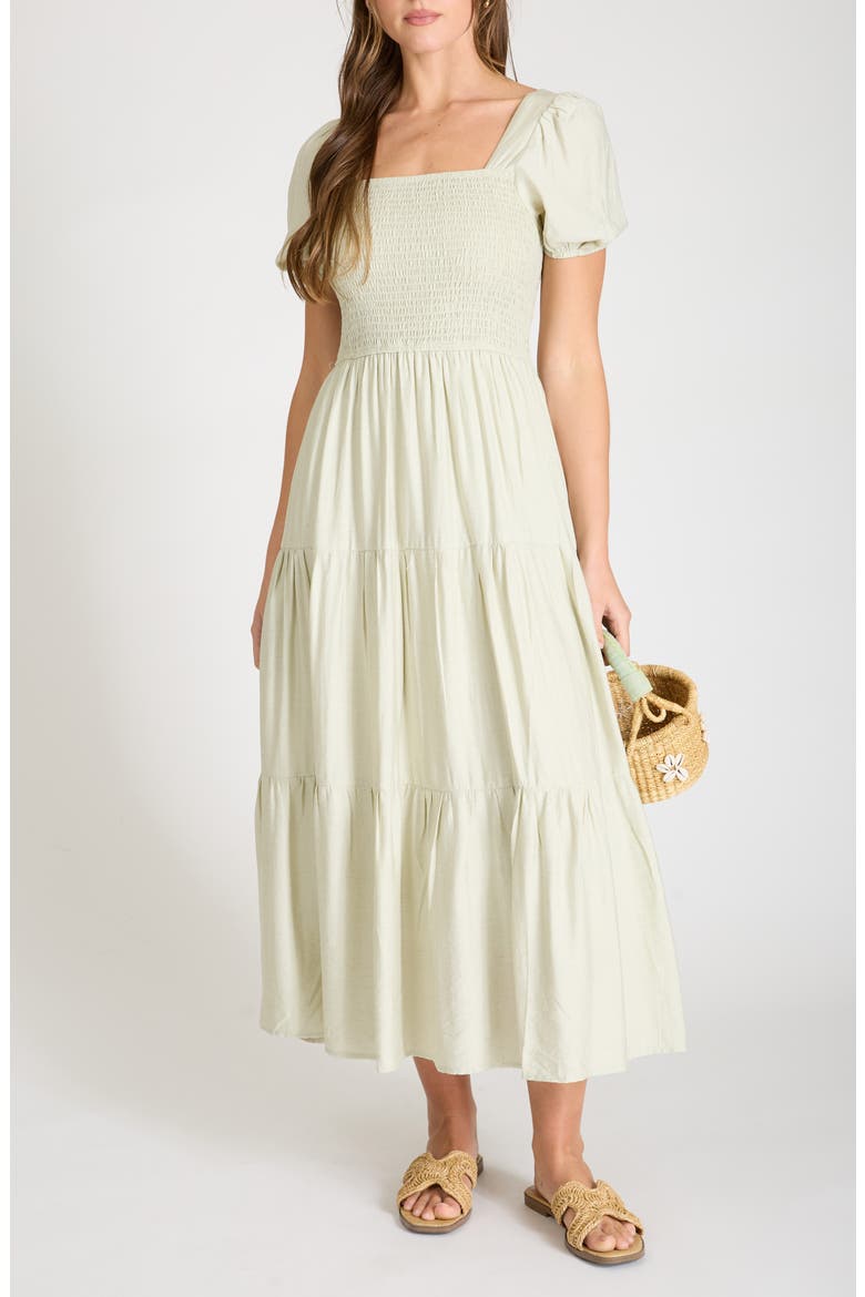 Smocked Bodice Maxi Dress, Main, color, SAGE