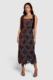 Coast Velvet Lace Tie Shoulder Midi Dress