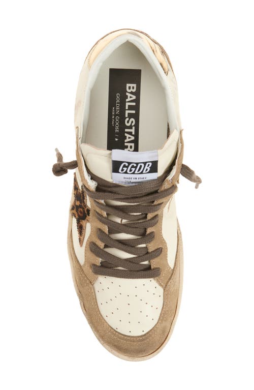 Golden Goose Ball Star Sneaker In White/brown/gold