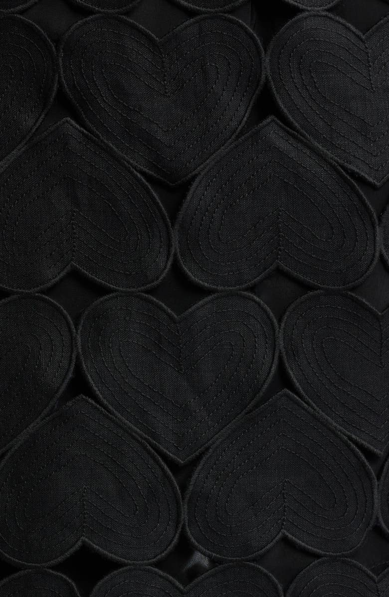 FARM Rio Black Hearts Linen Midi Skirt, Alternate, color, Black