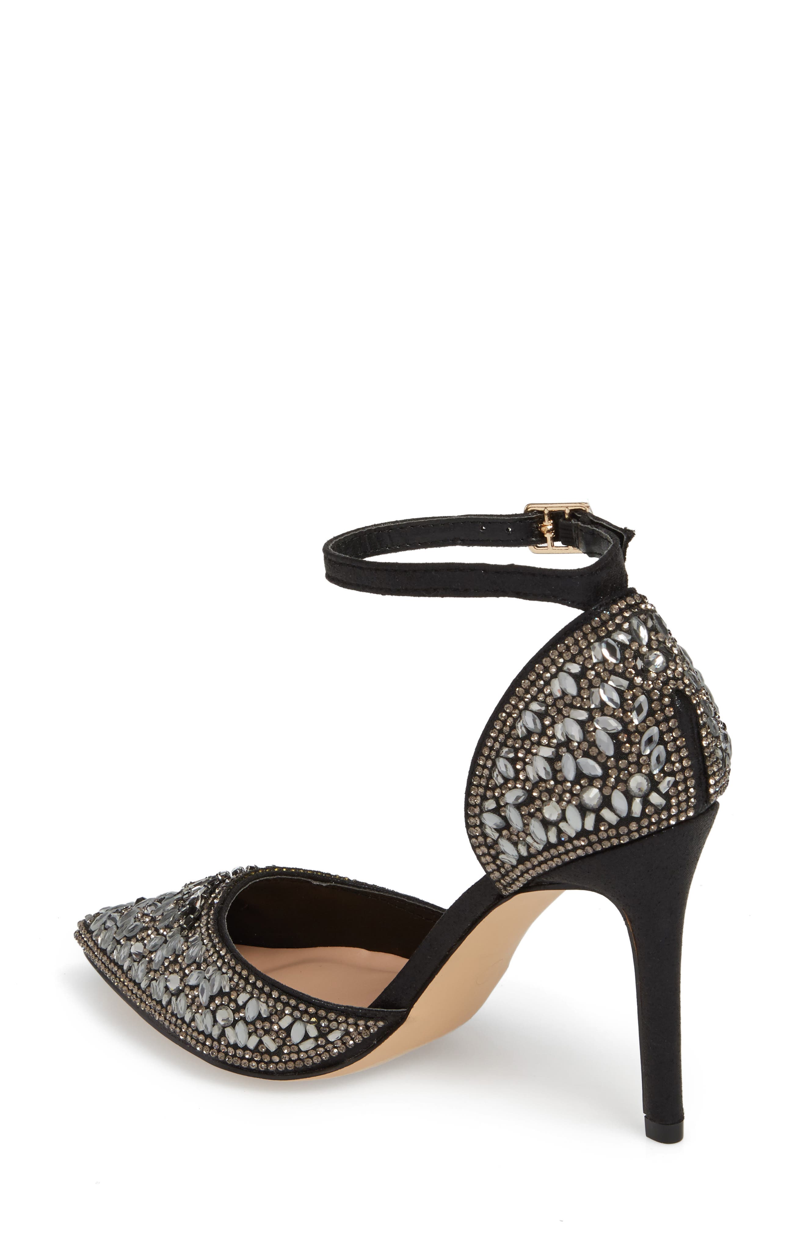 Rose Crystal Embellished d'Orsay Pump, Alternate, color, BLACK FABRIC
