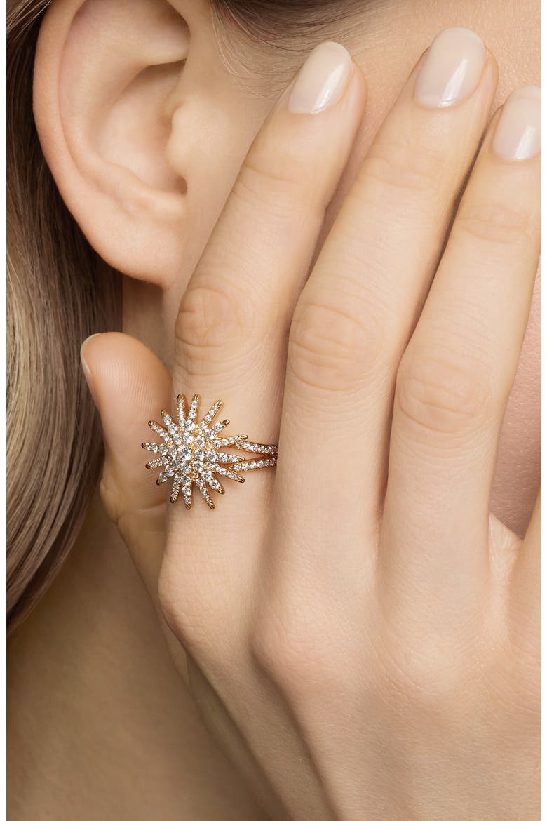 Starburst Ring in 18K Yellow Gold with Full Pavé Diamonds, Alternate, color, DIAMOND/ YELLOW GOLD