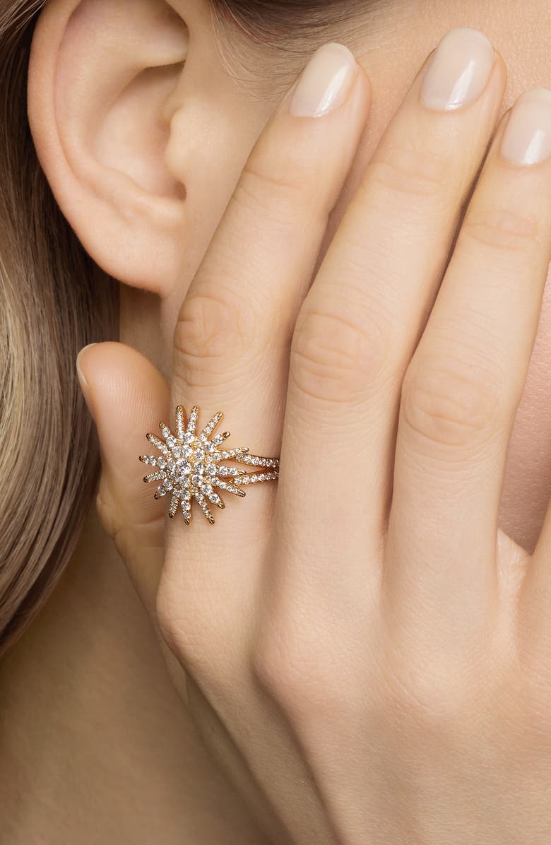 David Yurman Starburst Ring in 18K Yellow Gold with Full Pavé Diamonds, Alternate, color, Diamond/ Yellow Gold