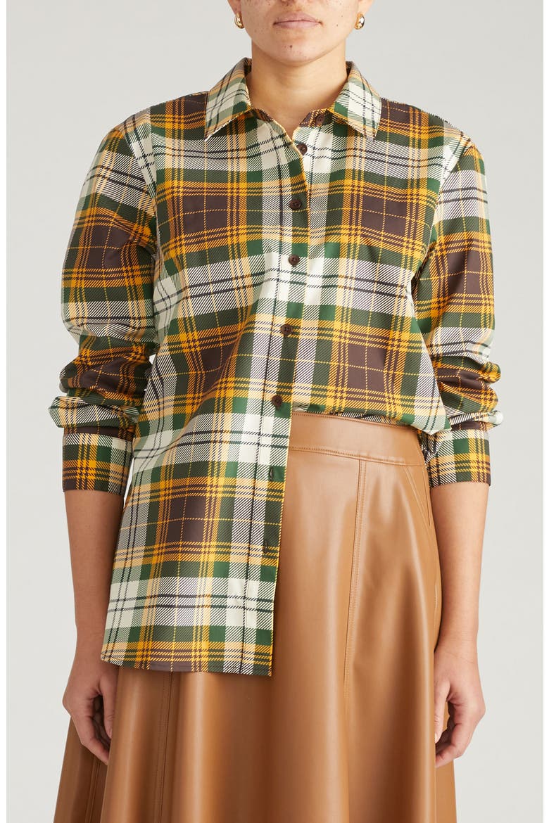 The Artist Poplin Shirt, Main, color, BROWN PLAID