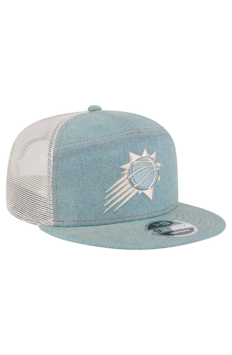 New Era Men's New Era Phoenix Suns Adventure Denim Split Panel 9FIFTY Snapback Trucker Hat, Alternate, color, Denim