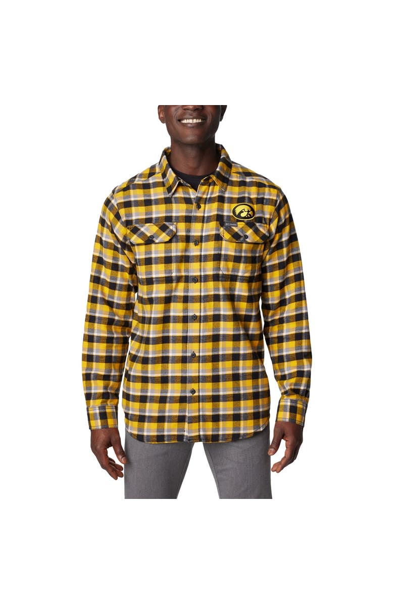 Columbia Gold Iowa Hawkeyes Flare Gun Flannel Long Sleeve Shirt, Alternate, color, Gold
