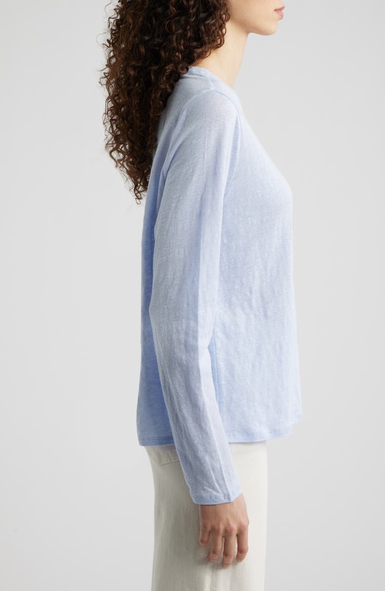 Eileen Fisher Organic Linen Long Sleeve T-Shirt, Alternate, color, Airy Blue