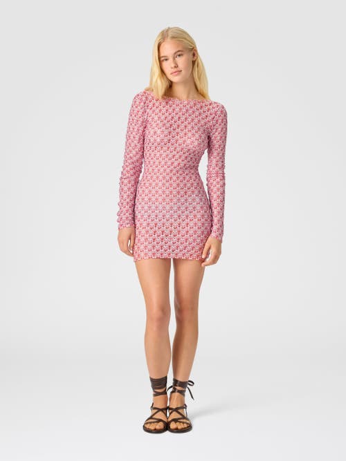 Missoni Short Lace Long Sleeve Cover-up In Pink