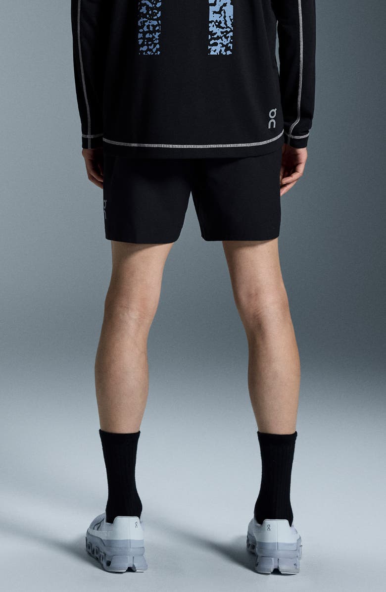 On Core 5-Inch Running Shorts, Alternate, color, Black