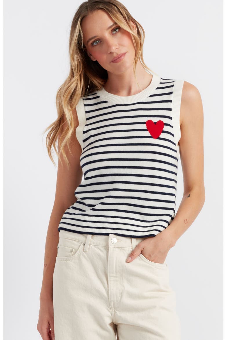 Pure Merino Heart Breton Tank, Main, color, Cream/Navy/True Red