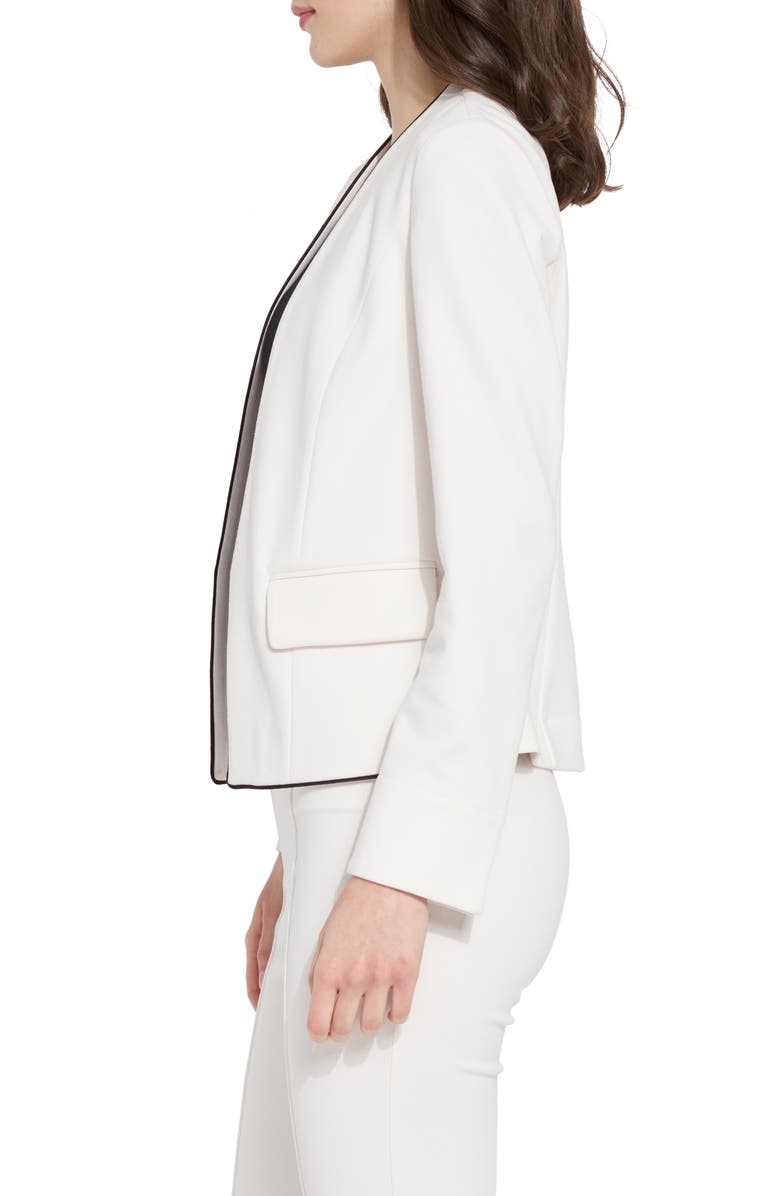 Lysse Collarless Satin Trim Ponte Blazer, Alternate, color, Chalk