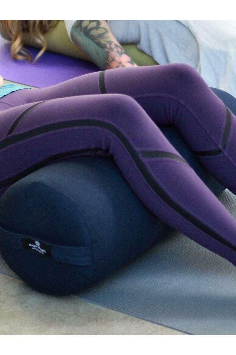 Round Yoga Bolster, Alternate, color, Blue