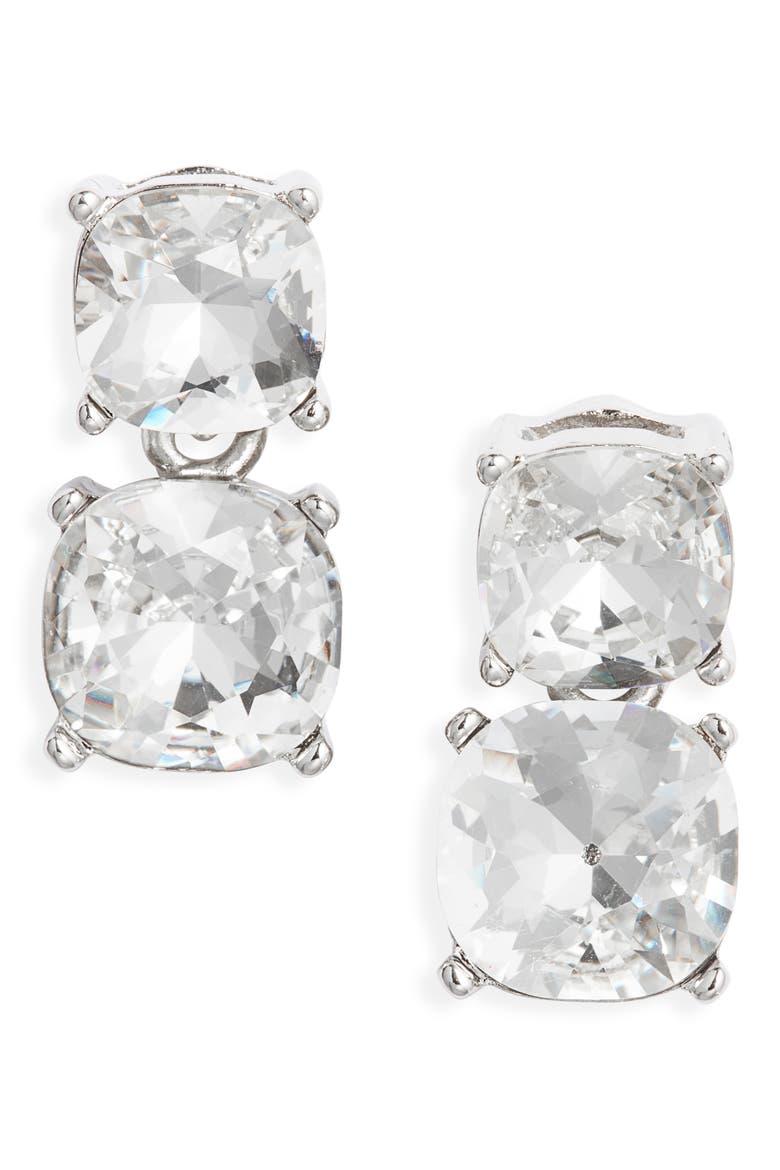 Crystal Drop Earrings, Main, color, SILVER