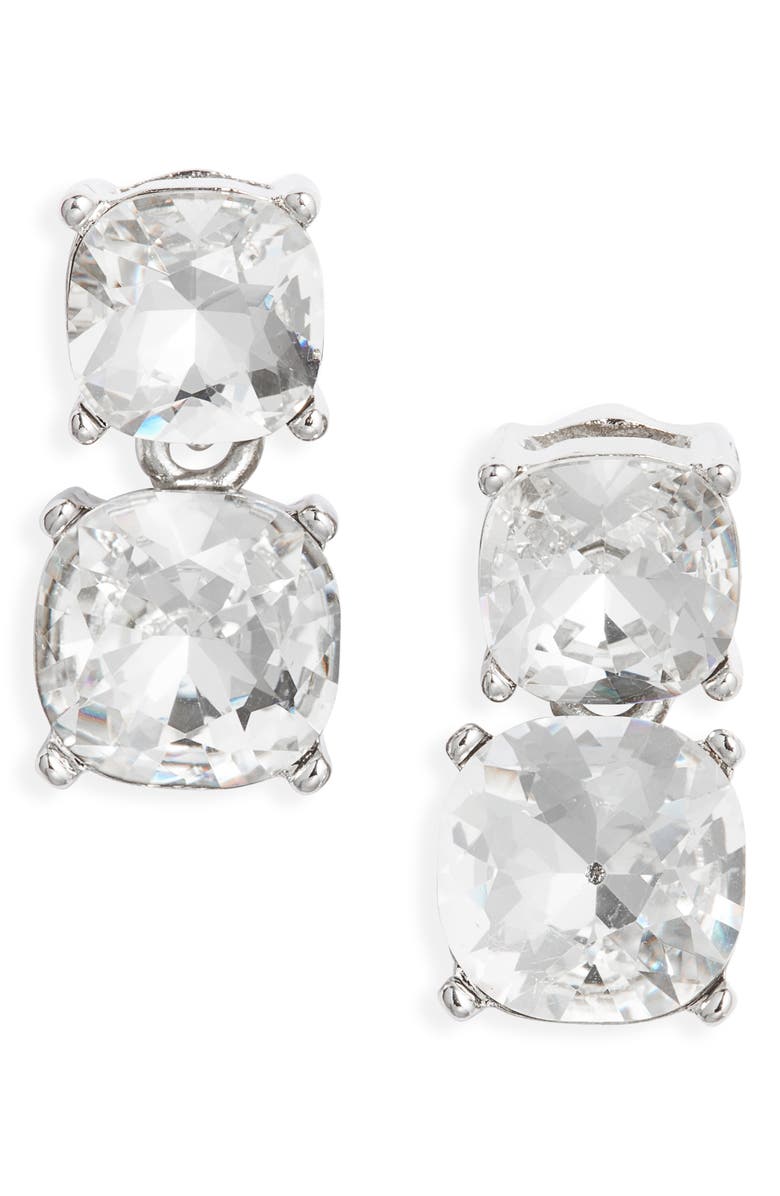 Kenneth Jay Lane Crystal Drop Earrings, Main, color, Silver