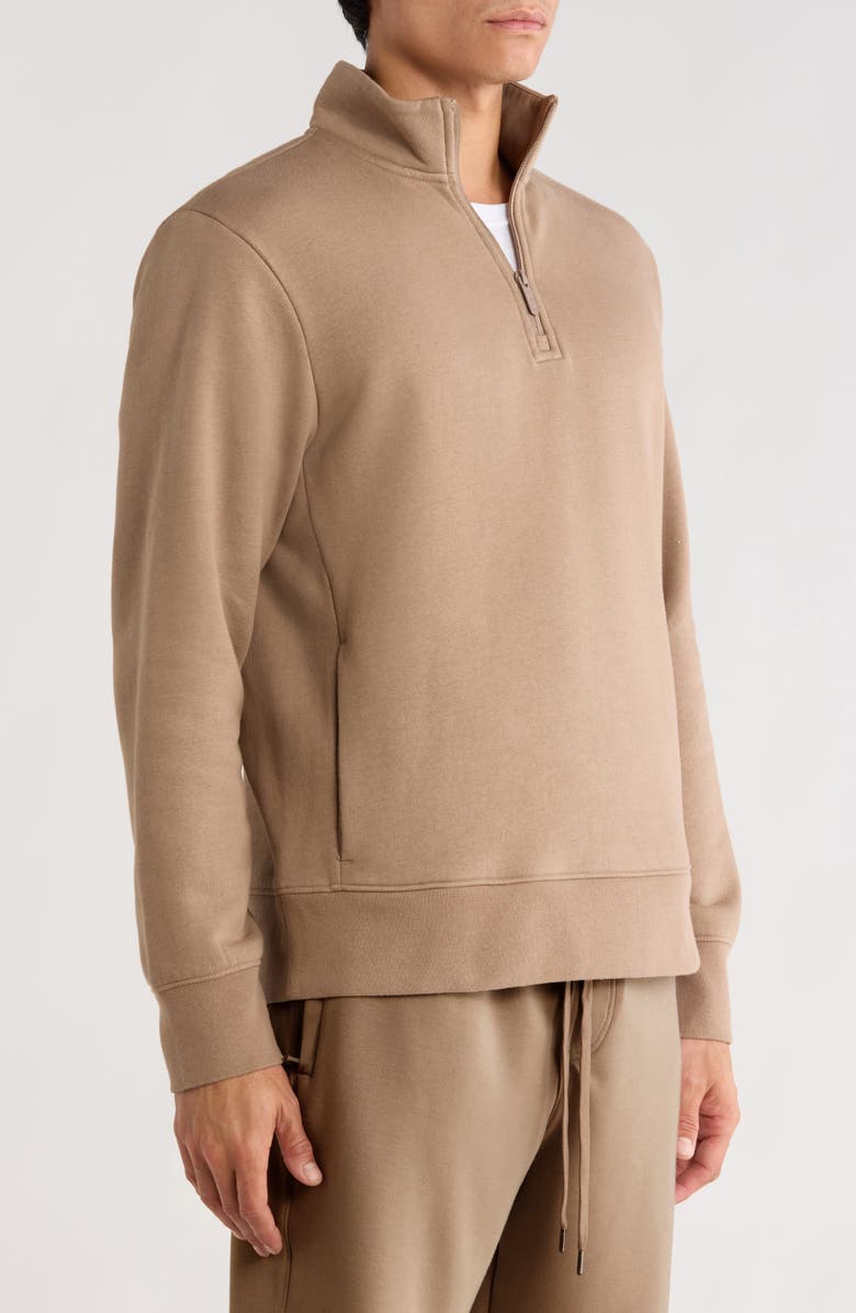 Zella Vital Fleece Quarter Zip Pullover, Alternate, color, Tan Fossil