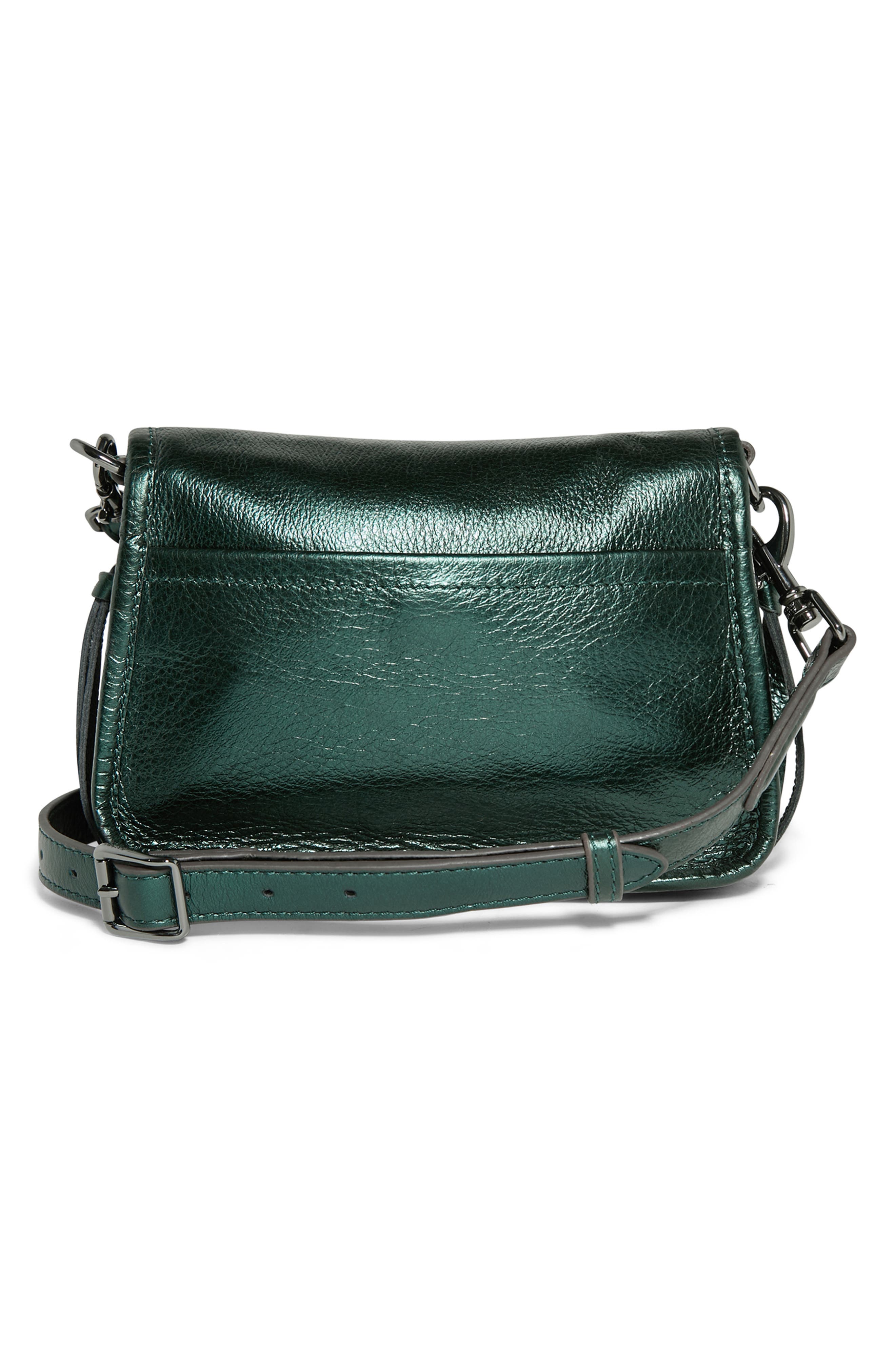 AIMEE Mini Great Escape Metallic Leather Crossbody Bag, Alternate, color, Metallic Forest