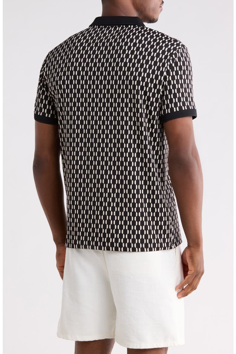 Geometric Quarter Zip Knit Polo, Alternate, color, BLACK